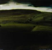 JOHN KNAPP FISHER mixed media - barren and dark landscape, entitled verso on Martin Tinney Gallery