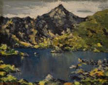 CHARLES WYATT WARREN oil on board - Llyn Llydaw & Snowdon, signed, 39 x 49cms