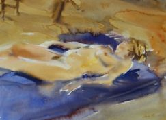 DAVID TRESS watercolour - reclining nude, signed & dated 1989, 45 x 62cms