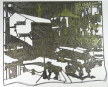 FIVE COPPER ALLOY PRINTING PLATES FOR GRENFELL 'GREN' JONES CARTOONS circa 1970s & each depicting