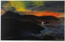 JOHN KNAPP FISHER limited edition (404/500) coloured print - entitled verso 'Sunset, North
