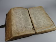 A 1799 'PREACHER'S COPY' WELSH BIBLE IN LEATHER WITH ENGRAVED METALLIC CLASP