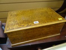 A tidy vintage oak box with hinged lid and good patina, 42cms wide