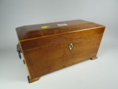 An antique rosewood sarcophagus tea caddy