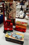 A Tri-ang scale model Jones Crane KL44 with box together with a Mettoy Electric Jaguar car (boxed)