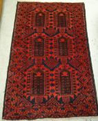 A mainly blue & red old Baluchi rug, 132 x 85