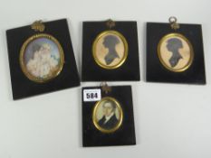 An oval miniature portrait of a Georgian gentleman with white scarf together with a pair of