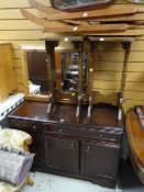 A reproduction sideboard, a pair of coffee table & a pair of folding chairs together