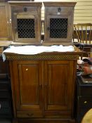 A pair of continental hardwood grill-front bedside cabinets & similar TV cabinet