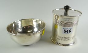 A good quality twentieth century silver cylindrical box & cover by Barraclough & Sons of Leeds, 9.