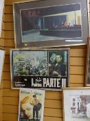 A framed Godfather film poster in Italian (believed reproduction), a framed 'Nighthawks' print after