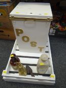 A painted metallic 'Post-Box', Doulton stoneware hot water bottle etc