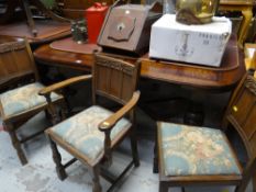 A good solid vintage draw leaf dining table & five chairs