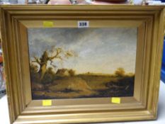 Small framed oil on canvas of farmland scene
