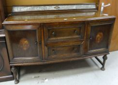 A good vintage sideboard with marquetry doors & unusual lustre effect railback