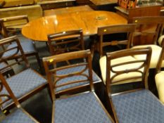 5+2 antique mahogany dining chairs together with a set of six dining chairs & a twin pedestal inlaid