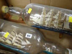 Two large 'ship's in bottles'