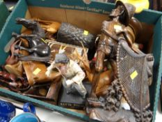 A parcel of carved ornaments & a fun battery-operated moving 'Las Vegas period and sequinned'