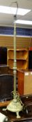 A mid-twentieth century brass telescopic standard lamp E/T