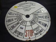 A Chadburn's ship telegraph dial in white enamel
