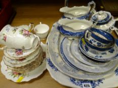 A quantity of Aynsley floral teaware & a quantity of Booths Old Willow teaware & other blue &