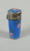 A sterling silver & guilloche enamel, rose decorated cigarette holder case