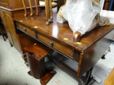A reproduction drop-flap two-drawer sofa table