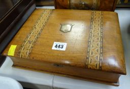 A marquetry compartmented writing box