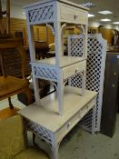 A pair of modern painted bedside tables, similar dressing table & headboard