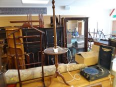 A May-Fair deluxe model picnic gramophone, standard lamp & suit stand