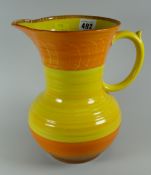 A Shelley pottery yellow & orange banded jug