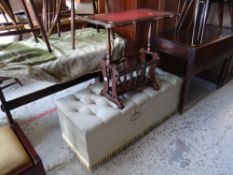 A Sherborne cushioned Ottoman & a reproduction magazine rack table
