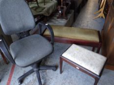 A Stag Minstrel piano stool & a modern cushion seated duet piano-stool, office chair