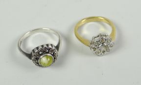 Two ladies dress rings set with semi-precious stones, one marked silver