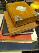 An Edwardian mirrored photo-album & contents together with a similar period scrapbook & sundry