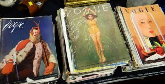 Large quantity of 1930s & later Vogue magazines from the dressing room of a Cardiff country house