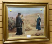 An oleograph reproduction painting of Ruth & Naomi AFTER P H CALDERON RA