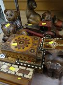 Parcel of wooden ornaments & boxes