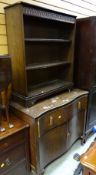 A vintage serpentine sideboard & open bookcase