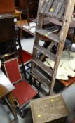 A wooden domestic stepladder, a miniature American-style sprung rocking chair, a brass coal box &