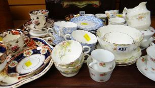 A quantity of Mason's Blue Mandalay tableware, antique teaware, Minton Haddon Hall items etc