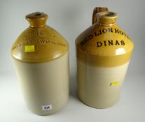 A turn of the century spirit bottle for Griffith Davies of Pantygwaith Wattstown & another printed