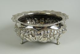 An antique repousse silver footed dish, Sheffield 1892, 5.2oz