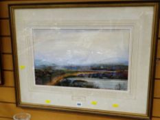 Framed mounted & titled watercolour by H S WILLIAMSON of a moorland scene, 31 x 51cms