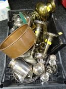 A parcel of EPNS, copper pan etc