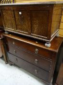 A vintage blanket box & a vintage three-drawer chest