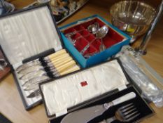 Large EPNS bowl, cased EPNS flatware etc