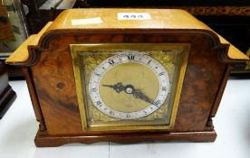 Reproduction Elliott polished walnut architectural mantel clock