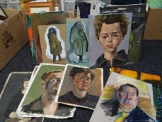 A box of small paintings by JOHN CHERRINGTON