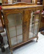 A good vintage flame mahogany effect two-door glass display cabinet